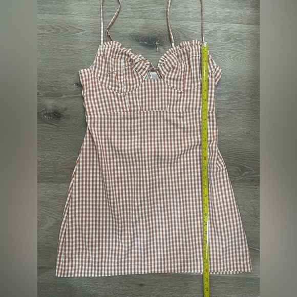Urban Outfitters Orange Ruffle Gingham Strappy Mini Dress Size Medium - Picture 12 of 15
